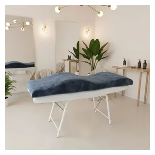 STM Company Massageliege Memory Foam Wellenmatratze für Kosmetikliege (180x60 cm / 190x70 cm, mit Veloursbezug), Anatomischer Lash Topper für Wimpern, PMU & Kosmetik blau|grau 190x70 cm