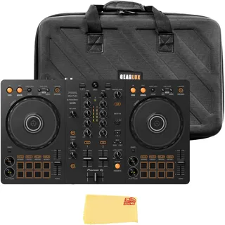 Pioneer DJ DDJ-FLX4 2-K-DJ-Controller – Schwarz Bundle mit Tragetasche und Austin Bazaar Poliertuch