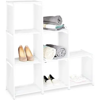 Relaxdays Stufenregal Raumteiler 109 x 106 x 30 cm Weiß