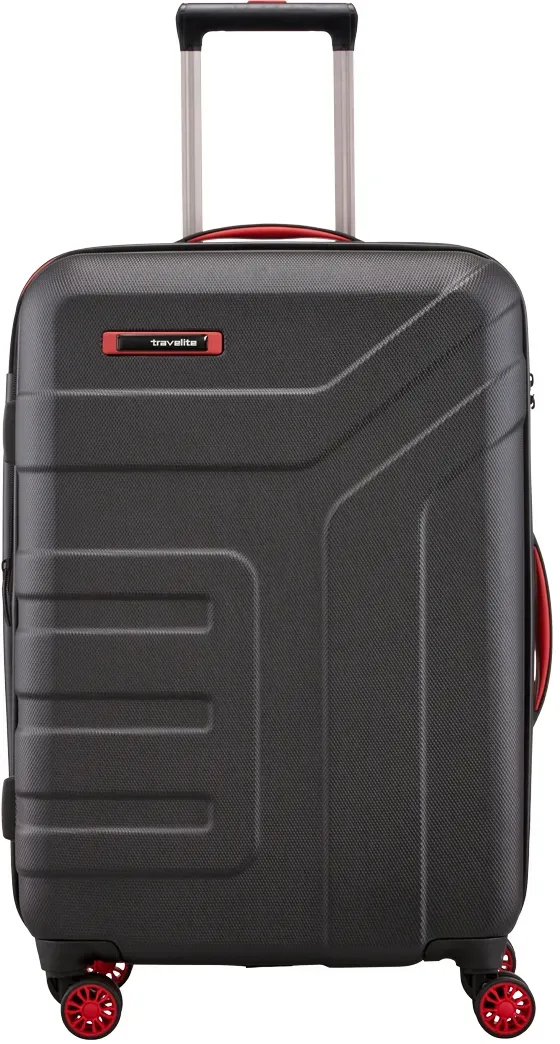 travelite VECTOR 4-Rollen Trolley M erw. Schwarz/Rot