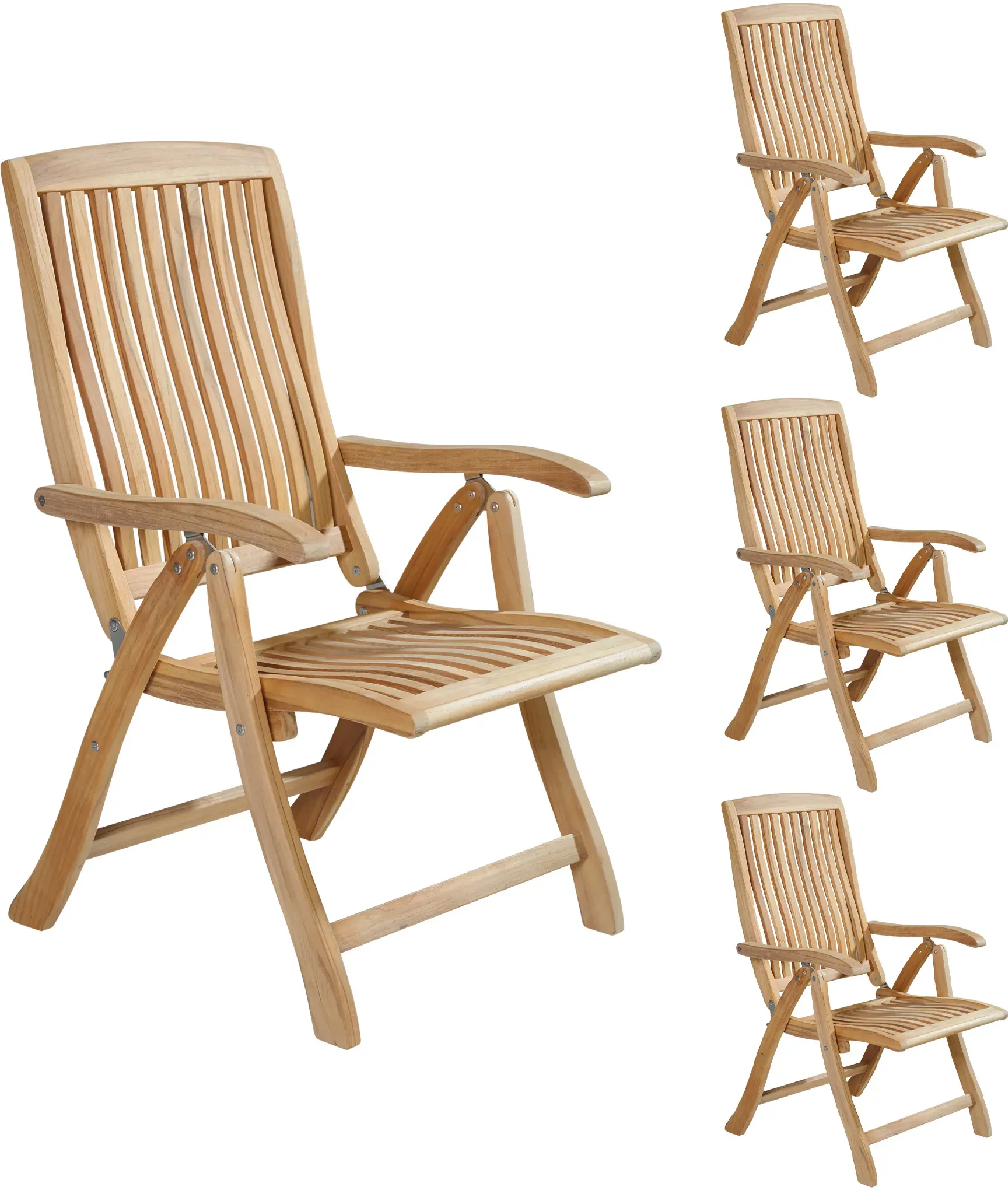 LC Garden »Birmingham« Gartenstuhl 4er Set Teak Klappstuhl Teakholz