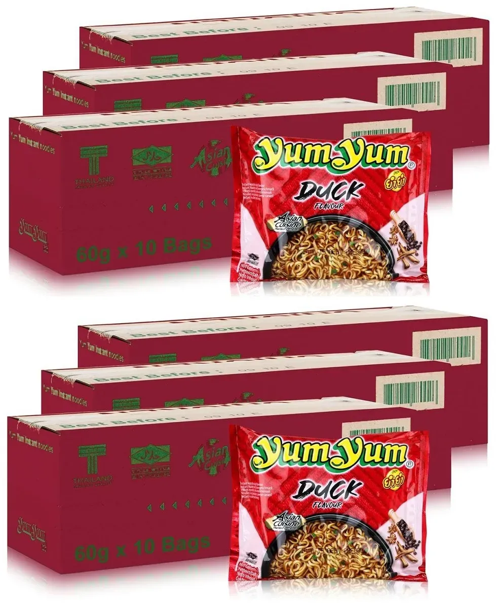 2 Kartons YumYum Enten Geschmack Instant Nudelsuppen 60 x 60g Yum Yum