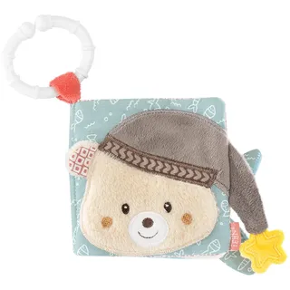 Fehn Soft Bilderbuch Bruno – Baby Fühlbuch aus Stoff mit Tier Motiven - Stoffbuch Spielzeug zum Aufhängen für Kinderwagen und Babyschale – Knisterbuch für Babys und Kinder ab 0+ Monaten