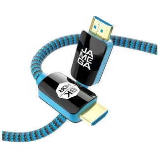 JAMEGA HDMI 8K 2.1 Kabel Ultra High-Speed Ethernet 48Gbit/s DSC eARC HDTV HDMI-Kabel, HDMI 2.1, HDMI Typ-A-Stecker auf HDMI Typ-A-Stecker (150 cm) blau