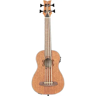 Ortega Guitars Bass Ukulele Linkshänder – Elektro-Akustisch – Lizard Series – Inklusive Gig Bag – Mahagoni, Natur (LIZZY-BS-GB-L)
