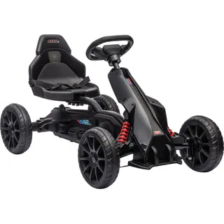 HOMCOM Gokart Tretauto mit Handbremse, verstellbarem Sitz, Vor- und Rückwärtsgang, Tretfahrzeug Kinderfahrzeug Kettcar für Kinder 3-8 Jahren Schwarz   Aosom