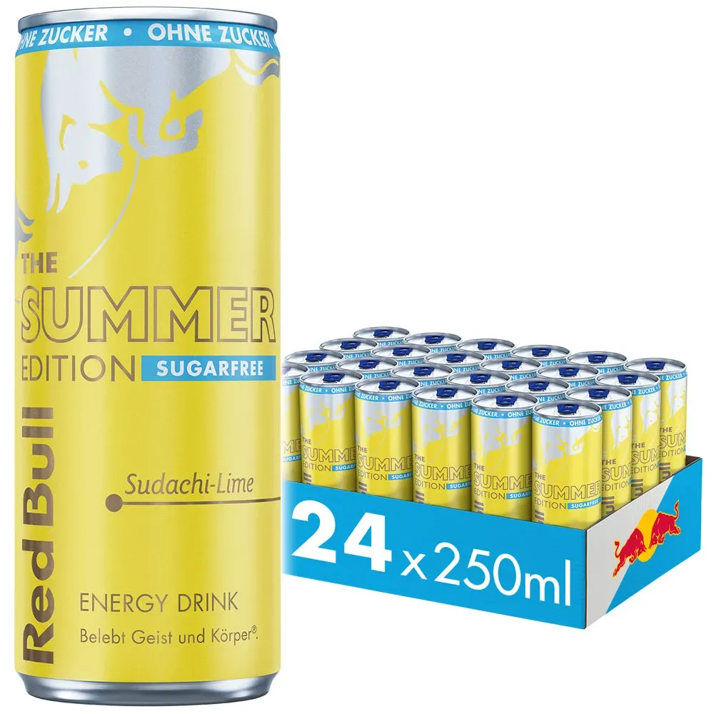 Red Bull Energy Drink Summer Edition Sudachi-Lime Sugarfree 24x 250ml (EINWEG)