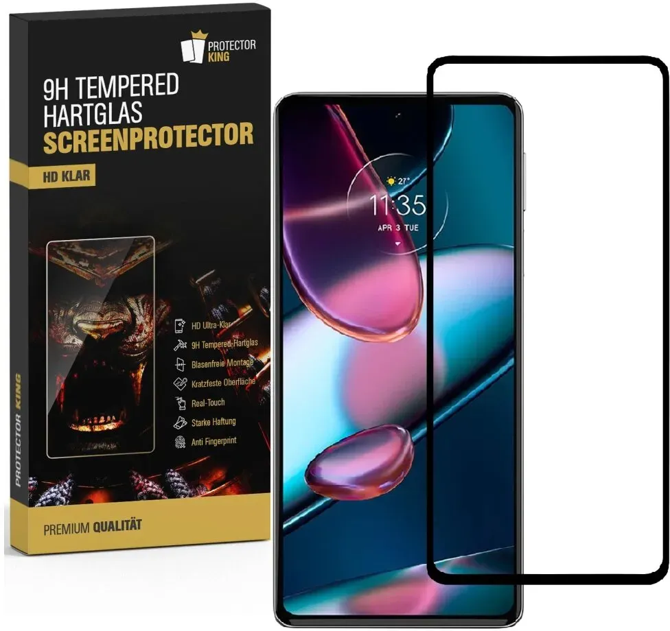 2x 9H Panzerglas für Motorola Edge 30 FULL COVER Displayschutz Schutzglas Hartglas Schutzfolie Panzerfolie KLAR Tempered echtes Displayglas Glasfolie Displayfolie Folie Transparent