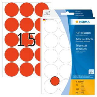 Herma Klebepunkte 2276 Leuchtrot Ø 32,0 mm 360 St.