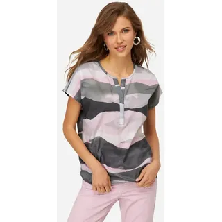 laurasøn Bluse, Blätter Print, Rundhals dunkelgrau M 819638100-M - M