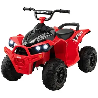 COSTWAY Elektro-Kinderquad, Belastbarkeit 35 kg, Elektroquad mit Hupe, Musik & LED-Leuchten rot