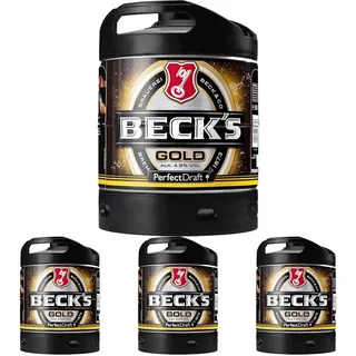 BECK'S Gold Helles Lager Bier Perfect Draft (1 x 6l) MEHRWEG Fassbier (Packung mit 4)