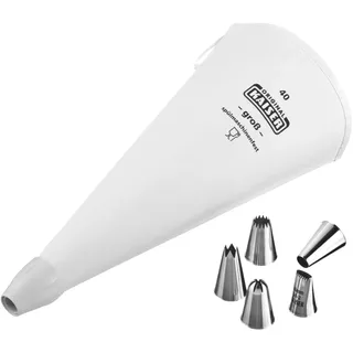 ORIGINAL KAISER La Forme Plus Spritzbeutel Set 7-teilig, Spritzbeutel wiederverwendbar groß mit Tüllen, Adapterund 5 Spritztüllen, kochfest, Schneidehilfslinie