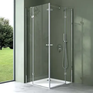 mai & mai Eckdusche mit Pendeltür rechts 80 x 80 cm transparent Klarglas 6mm ESG-Sicherheitsglas