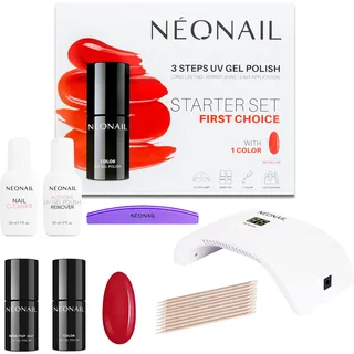 NÉONAIL Starter Set FIRST CHOICE - LED UV Lampe - UV Nagellack - Maniküre Set - Top - Starterset mit Lampe - Sets - Nagellack Set - Farben - Base - Manicure - Nagelset