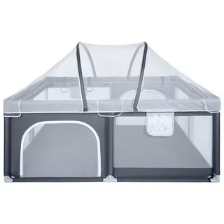 Onvaya ONVAYA® Laufgitter mit Insektenschutznetz Laufstall für Babys | 120 x 160 cm | Schutzgitter für Kinder | Rechteckiges Krabbelgitter | Absperrgitter | Babyzaun
