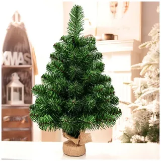 Giantex 60 cm künstlicher Weihnachtsbaum Tisch, Deko Tannenbaum mit Zementbasis, Mini Kunstbaum Weihnachten Deko Baum PVC Nadeln, Christbaum Christmas Tree Kunsttanne grün für Zuhause Geschäfte