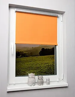 Rollo, Kettenzugrollo, Farbe orange, Blackout, Abdunklung, Hitzeschutz, Thermo-Blackout, nach Maß gefertigt oder in Standardgroeßen