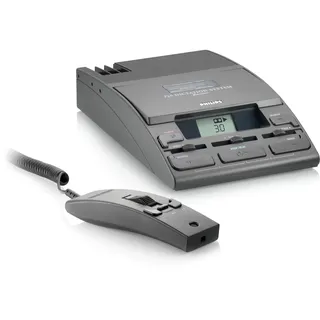 Philips LFH0725D Diktiergerät, inklusiv 30 Minuten Mini-Kassette LFH0005, Hand-Mikrofon LFH0276 und Netzteil LFH0155, anthrazit