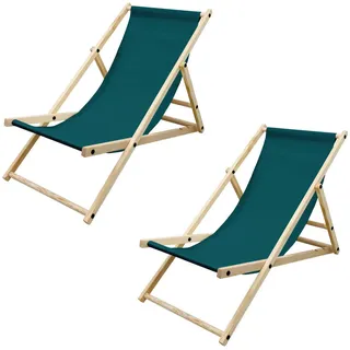 ECD Germany 2er Set Liegestuhl klappbar Holz, 52x83x117 cm, Gartenmöbel, Gartenliegen