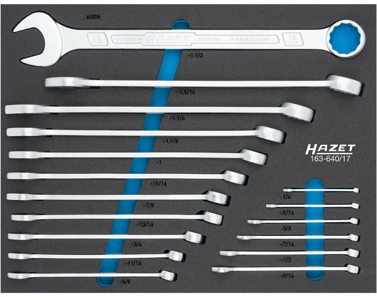 HAZET Zoll-Werkzeuge in Einlage 17-teilig - 163-640/17