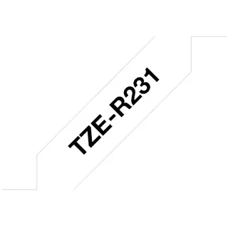 Brother TZe-R231 P-touch textiles Schriftband schwarz auf weiß 12mm x 4m