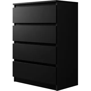 Mirjan24 Kommode mit 4 Schubladen Malwa M4, Diele, Flur, Anrichte, Highboard, Sideboard, Mehrzweckschrank, Wohnzimmer, Esszimmer (Schwarz)