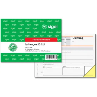 Sigel Quittung A6 quer 2x40 Blatt