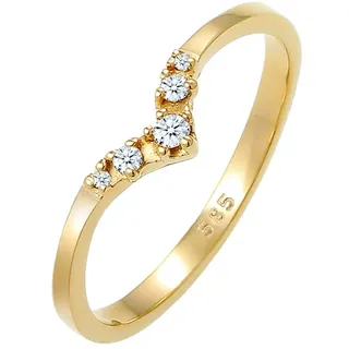 Elli DIAMONDS - Verlobungsring V-Form Diamant 0.07 ct 585 Gelbgold Ringe Damen (378.99 € / )