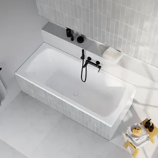 Evineo ineo4 Rechteck-Einbaubadewanne mit Mittelablauf, BE4034WH,