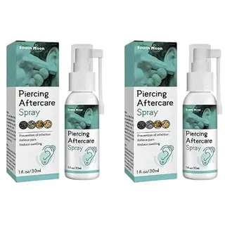 2Pack Piercing Nachsorgespray Ohrpflegelösung für gepiercte Ohren Ohrpiercing Nachsorgelösung Piercingreiniger Spray Geeignet für die Reinigung Pflege Piercings