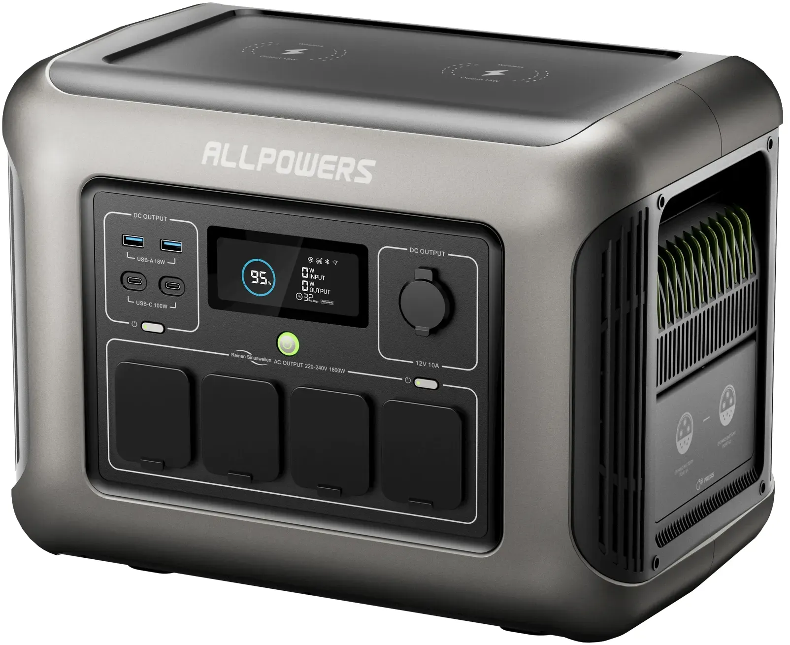 ALLPOWERS R1500 Tragbares Kraftwerk 1152 Wh LiFePO4-Batterie mit 1800 W (3000 W Spitze), AC-Ausgang, Solargenerator für Gartenpartys