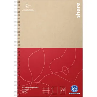 Share Collegeblock 4-0016-A5 Natur, Rot DIN A5 kariert Anzahl der Blätter: 100