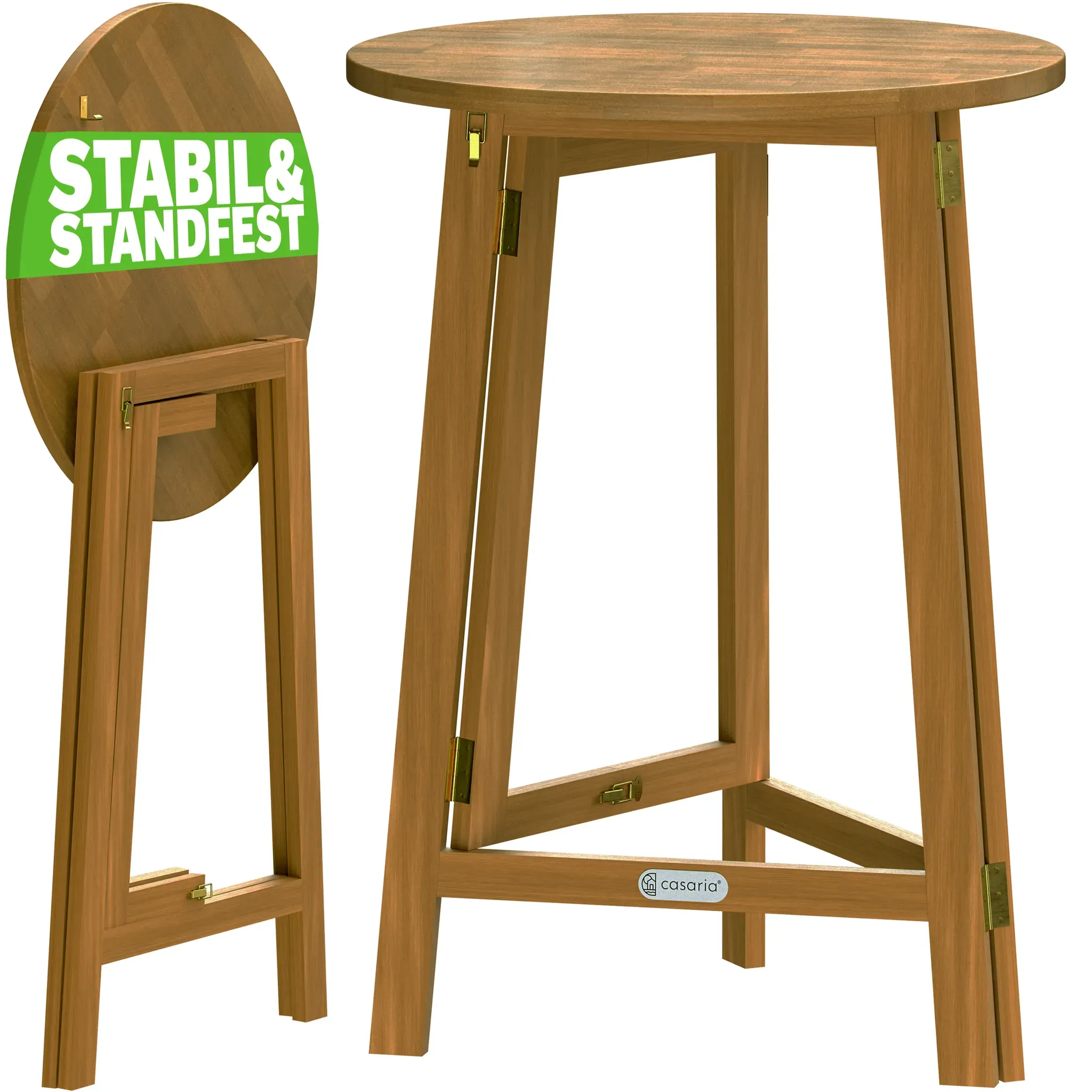 Stehtisch klappbar Akazienholz Ø80cm H110cm wetterfest stabil