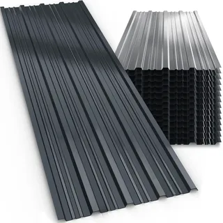 Gardebruk 14x Trapezblech 110x46cm = 7m2 Verzinkt Rostresistent Wetterfest Profilblech Dachblech Wellblech Dachplatten Gerätehaus Carport anthrazit