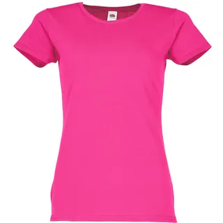 FRUIT OF THE LOOM Ladies Iconic T-Shirt Fuchsia L