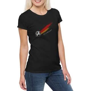 Urban Backwoods Print-Shirt Germany Football Comet I Damen T-Shirt Deutsch Deutschland German (1-tlg) Fahne Fußball Deutsche Fussball schwarz 2XL