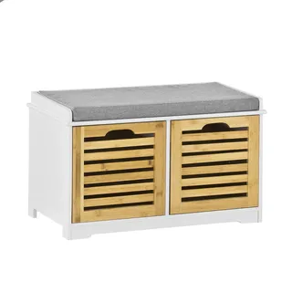 SoBuy Schuhbank Natur, Holzwerkstoff, 71x43x34 cm Garderobe, Garderobenbänke, Schuhbänke