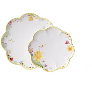 Villeroy & Boch Teller-Set, Blumen, 4tlg, für 2 Pers Spring Awakening in gelb|grün | Gr.: onesize