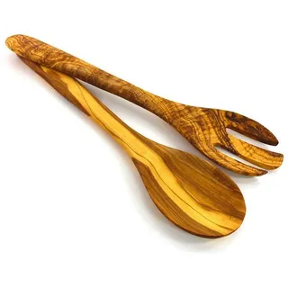 mitienda Salatbesteck Salatbesteck aus Holz rustikal