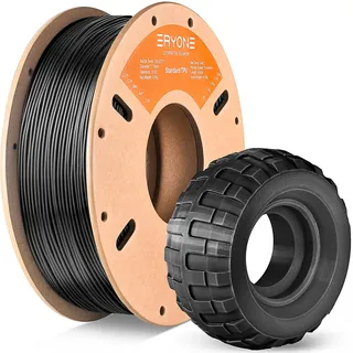 ERYONE TPU Filament 1.75mm, 3D Drucker Filament,Flexible TPU Weiches Filament, TPU 95A, Maßgenauigkeit +/- 0,03 mm, 0.5kg 1 Spule, Schwarz
