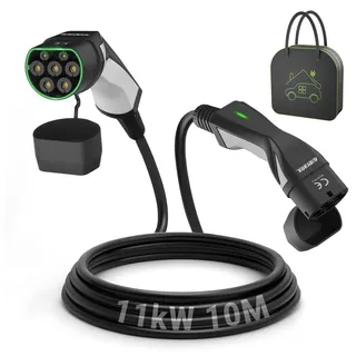 EIDYBOX Ladekabel 11KW Dreiphasig 10M Typ 2 auf Typ 2 EV Ladegerät 16A Kompatibel mit Model S/3/X/Y, e-Golf/e-UP/ID.3, i3/i8, EQC/EQS