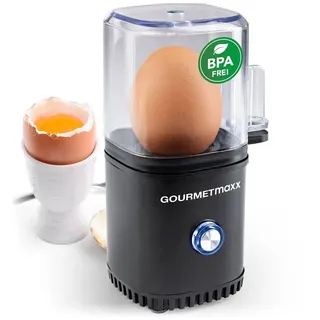 GOURMETmaxx Eierkocher Eierkocher für 1 Ei 70W Schwarz, 70 W, mit Messbecher mit Eierstecher schwarz 7.2 cm x 14.5 cm x 8.8 cm