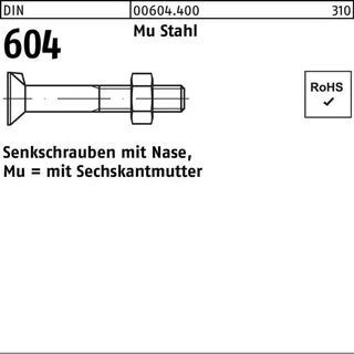 F. REYHER Nchfg. GmbH & Co. KG DIN 604 Senkkopfschraube M16x60 Stahl 4.6 blank m. Nase u. Mutter