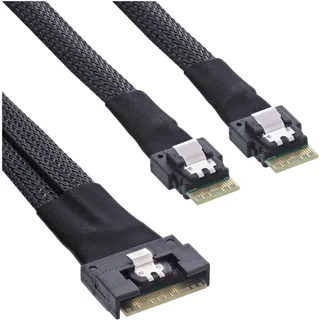 InLine Slim SAS Kabel, SFF-8654 8i zu 2x SFF-8654 4i, 1m