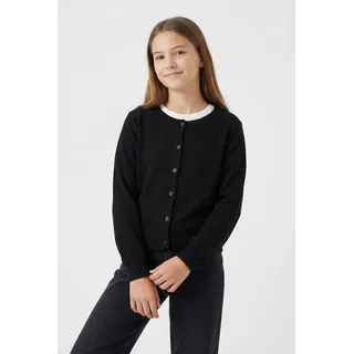 NAME IT Strickjacke NAME IT "NKFVALANE LS KNIT CARD NOOS", Mädchen, Gr. 116, schwarz (schwarz (blank)), Strick, Obermaterial: 100% Baumwolle, unifarben, Basic normal, Rundhals, Strickbündchen, Strickjacken Strickjacke