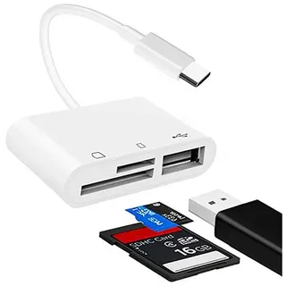 Bolwins D16 3in1 USB SD TF Typ-C Kartenleser für Tastatur iPad Pro Mac Android Computer-Adapter weiß