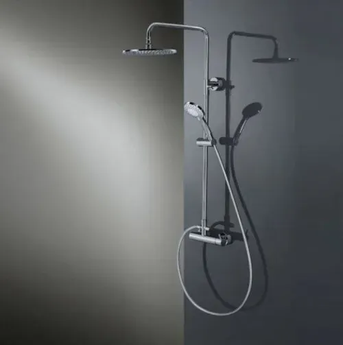 HSK Shower-Set Modell RS 200 Mix, mit Einhand-Hebelmischer, 1006500KB5, Ausführung: mit Kopfbrause rund, flach, Ø400 mm, Höhe 8 mm