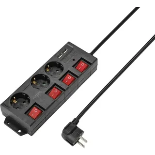 Sygonix RF-4737788 Steckdosenleiste mit Schalter Schwarz Schutzkontakt 1 St.