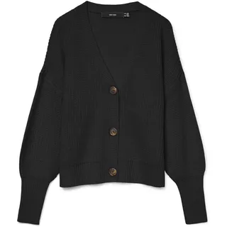 Vero Moda Damen Vmlea Ls V-Hals Manchet Cardigan Noos Strickjacke, Schwarz, M EU